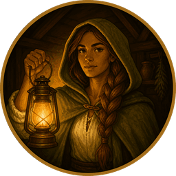 Snow White, holding a lantern